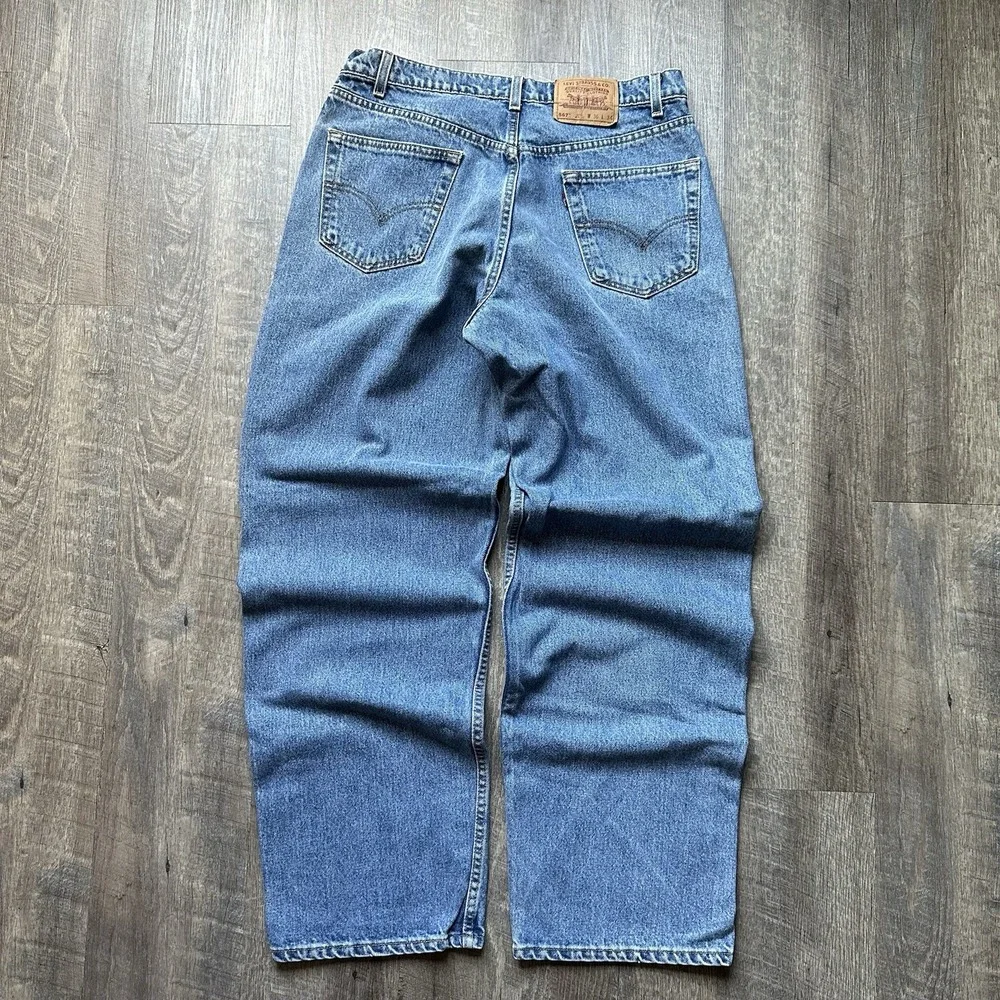 Vintage Levis 567 Jeans Mens 36x34 Blue Baggy 90s Made USA Loose Extra Wide Le